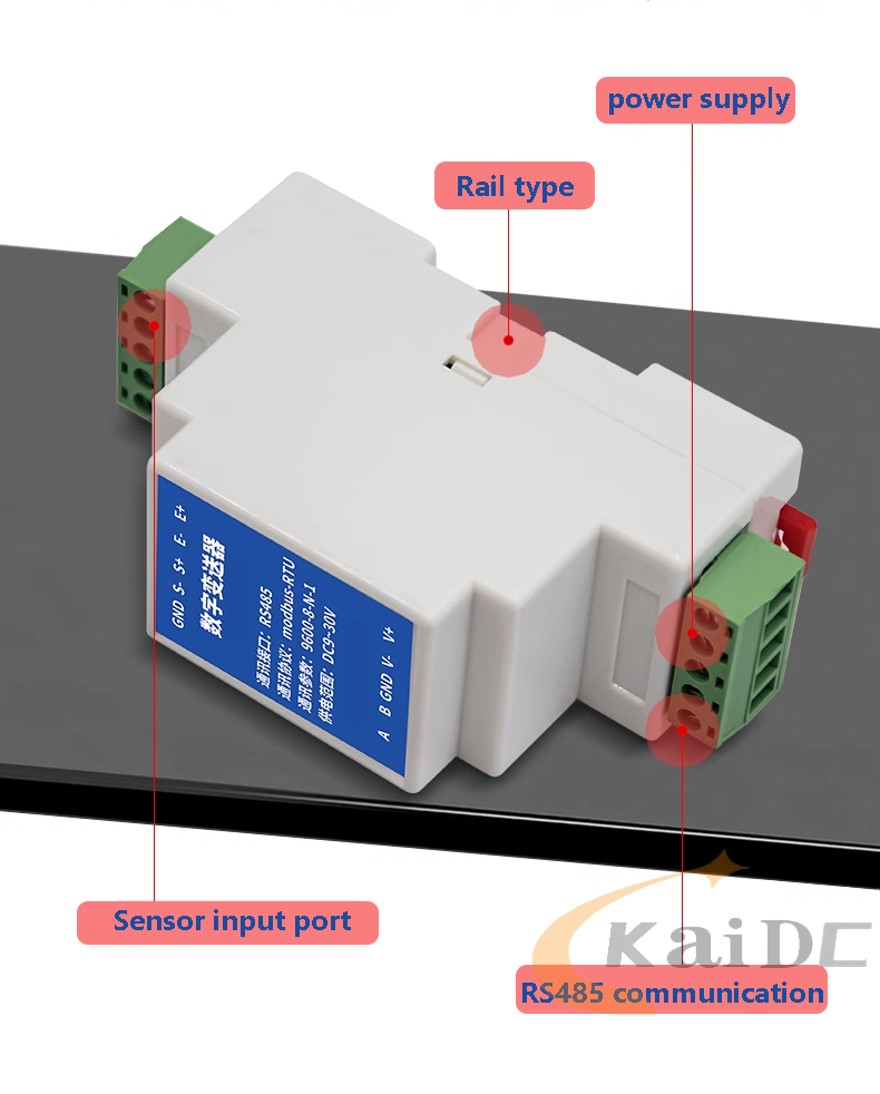 High-precision digital weight transmitter RS485 Modbus-RTU pressure weighing signal amplifier wide voltage DC9-30V industrial anti-interference KDEV-B-09C